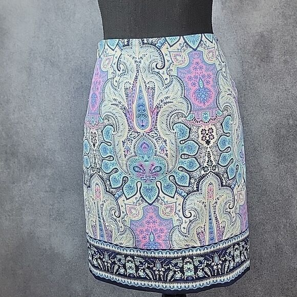 Talbots Paisley Canvas Cotton A-Line Skirt - Picture 9 of 15